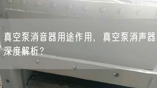 真空泵消音器用途作用，真空泵消声器深度解析？